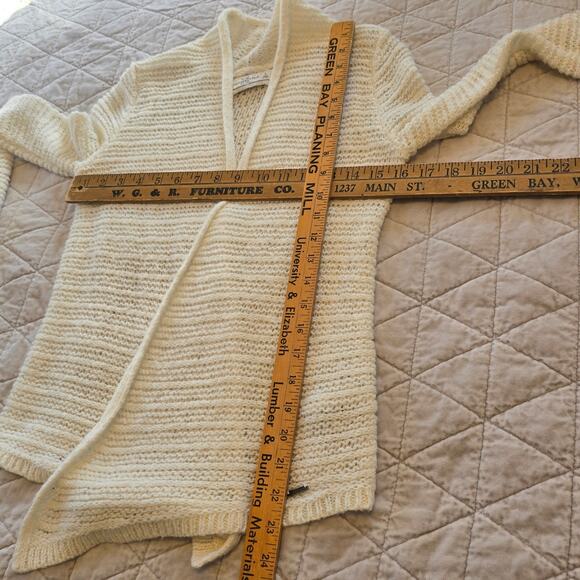 Abercrombie & Fitch Cardigan Women's S Cream Open Weave Wool Blend Casual Cozy - Picture 9 of 9